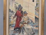 an image of a painting of a man and a woman sitting on the steps