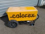 a yellow box with a black wheel attached to it