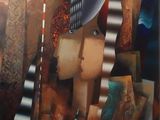 peinture abstraite représentant un homme portant un chapeau et un haut-de-forme sur la tête