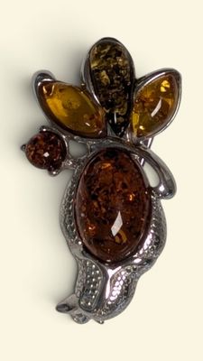 Petite broche "Oiseau" en argent massif 925/oo agrémentée de…