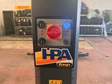 a close up of a machine with stickers on it