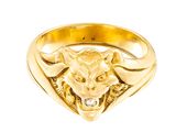 an image of a gold ring with a cat ' s head on it