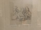 a drawing of a man and a woman sitting on the ground