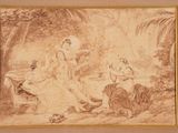 an image of a drawing of two women sitting on a bench