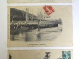 trois vieilles cartes postales représentant des personnes sur un bateau sur une rivière