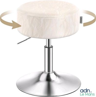 une photo d'un tabouret blanc avec un piètement en métal