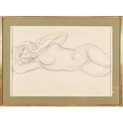 a drawing of a nude woman laying down on her stomach