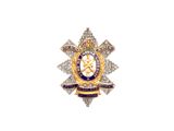 gros plan d'un badge sur fond blanc
