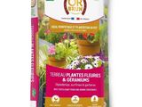 un sac de plantes à fleurs et de géraniums de chez Brun