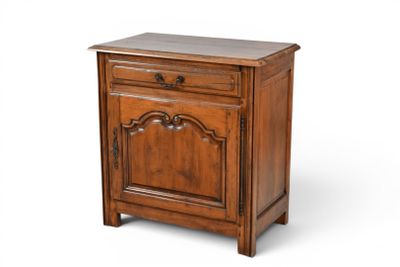 an image of a small wooden cabinet with a drawer