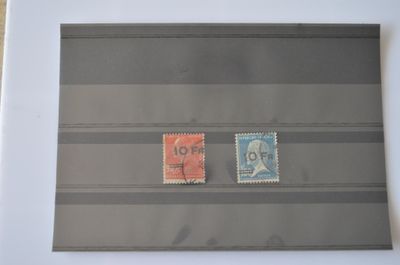 Lot de 2 timbres pour paquebot New-York - Le Havre, de 1923 …