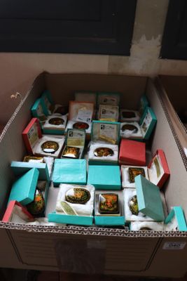 a box full of food that is sitting on the floor