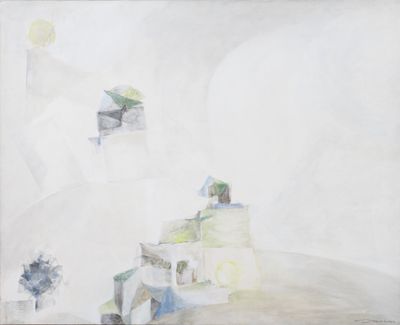 une image représentant un tableau où l'on voit une personne assise au sommet d'une colline