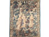an image of a tapestry hanging on the wall of a room