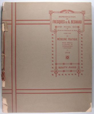an old book with a red border on it