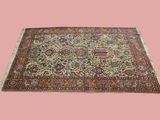 un grand tapis persan sur fond rose