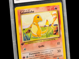 gros plan d'une carte pokemon dans un étui en plastique