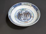 a plate and a bowl sitting on a table
