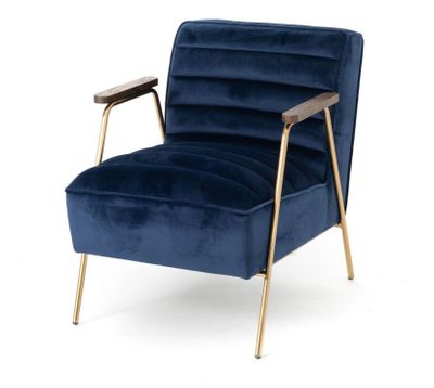 Fauteuil en velours bleu nuit et laiton,60x76x73 cm - retour…