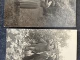 two old black and white photos of a man and a woman