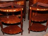 pair of antique french style side tables with gold leaf decoration