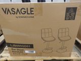 the box is sitting on a pallet with two chairs in it