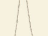 a close up of a silver chain on a white background