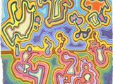 painting of a colorful abstract painting of a group of people