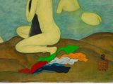 an image of a painting of a naked woman sitting on a hill
