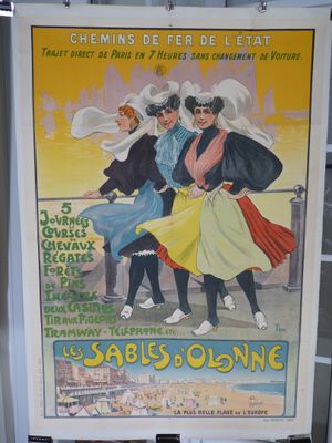 une affiche représentant un groupe de femmes dansant dans la rue