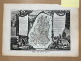 une vieille carte de l'État du New Hampshire, sur laquelle figurent un homme et un chien