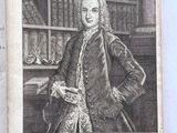 an old book with a picture of a man standing in front of a bookshelf