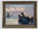un tableau accroché au mur d'un bateau à l'eau