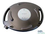an image of a metal tray with a disc on it