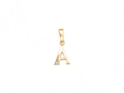 Pendentif en or jaune 14 carats avec une initiale et un diamant