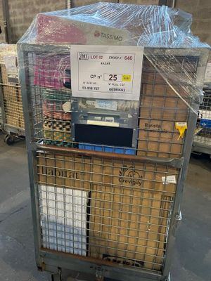 a cart that has a lot of boxes in it