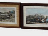 three framed pictures of soldiers and a dog in front of a white background