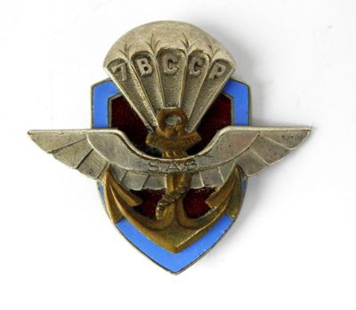 une image représentant un pin's bleu et or orné d'un aigle