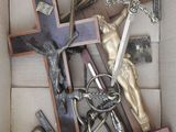 a box filled with a bunch of religious items