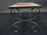 an image of a table with a marble top on a black background