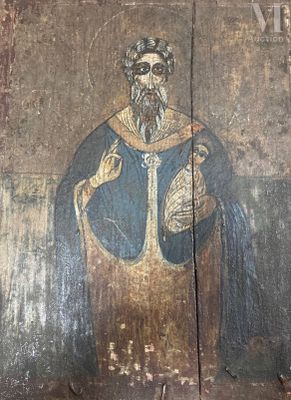 un vieux tableau représentant un homme barbu vêtu d'une robe