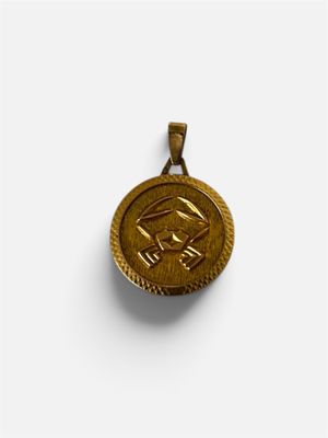 gros plan d'une pièce d'or sur une surface blanche