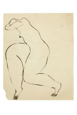 an image of a drawing of a nude woman sitting on her knees