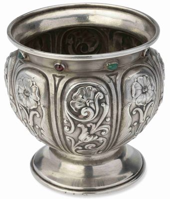 Bratina Russe EN Argent Avec Garnet ET Cabochon EN Verre Ver…