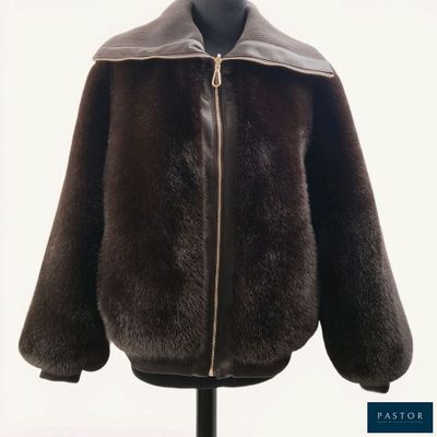 an image of a brown fur jacket on a mannequin