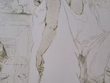 drawing of a woman looking at her reflection in a mirror