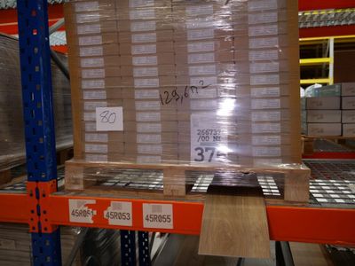 a pallet full of boxes on a pallet in a warehouse