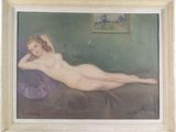 an image of a painting of a naked woman laying on a bed