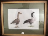 two ducks that are standing next to each other