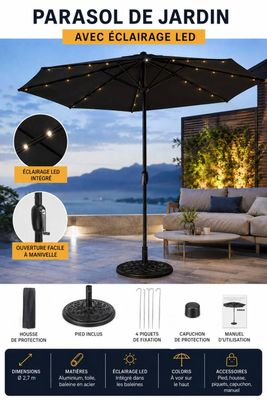parasol de jardin avec éclairage LED